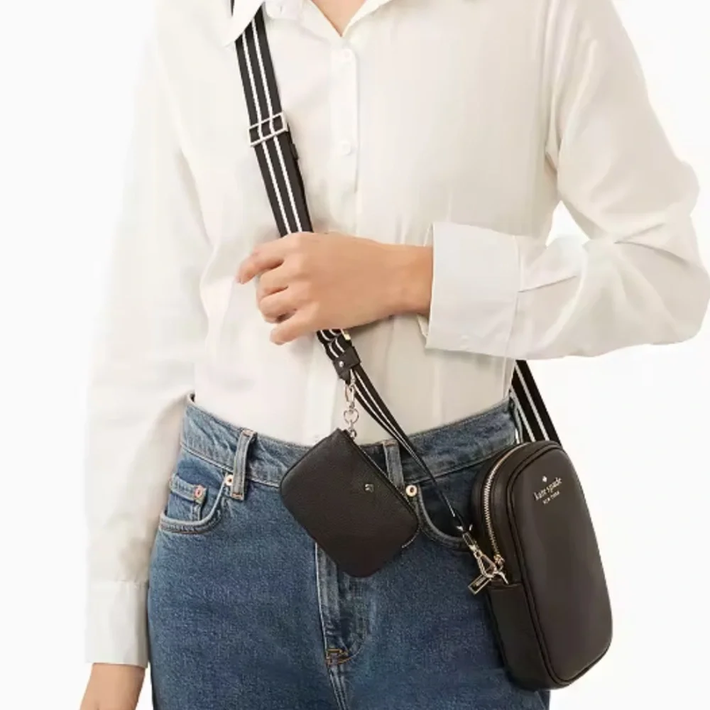 NWT KATE SPADE N/S ROSIE PHONE CROSSBODY SOLID BLACK GOLD HARDWARE NORTH SOUTH - Picture 2 of 6